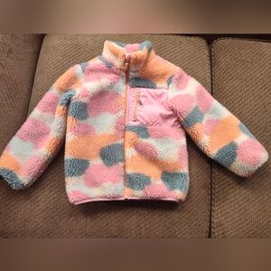 H&M Orange & Pink Camouflage Fleece Jacket Sweater, Size: 6X-7